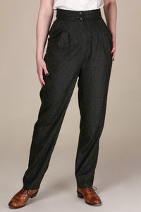 Emmy The Hepper Hepburn Slacks - Black & Green pinstripe