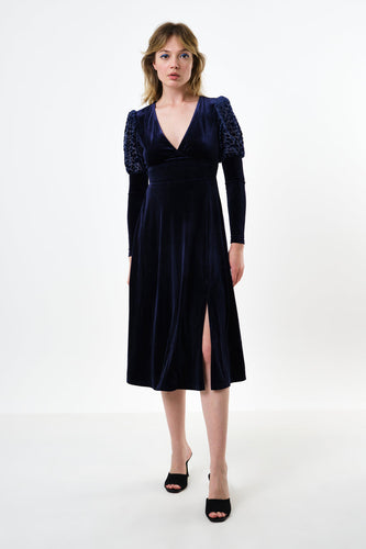 Louche Moa velvet dress navy