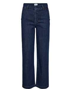 Nümph Nuamber pants dark blue denim with buttons LONG